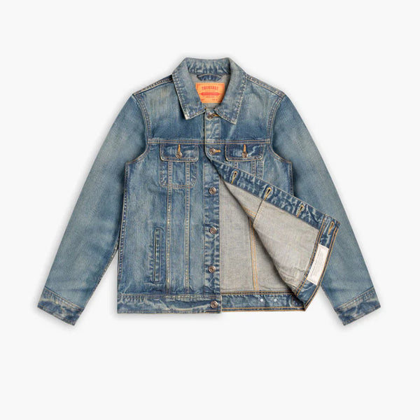 Premium 12oz Denim Jacket with Stonewash Finish and Hidden Waist Pocket