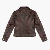 Old English Full-Grain Leather Jacket with Handstitched Collar