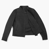 Black Matte Leather Jacket with Plush Interior and Lifetime Zipper